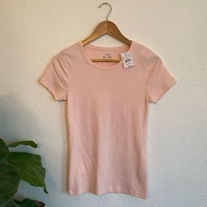 J. Crew Fine Rib Cotton Tee Pink